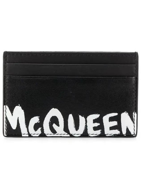 Logo Graffiti Card Wallet Black - ALEXANDER MCQUEEN - BALAAN 1