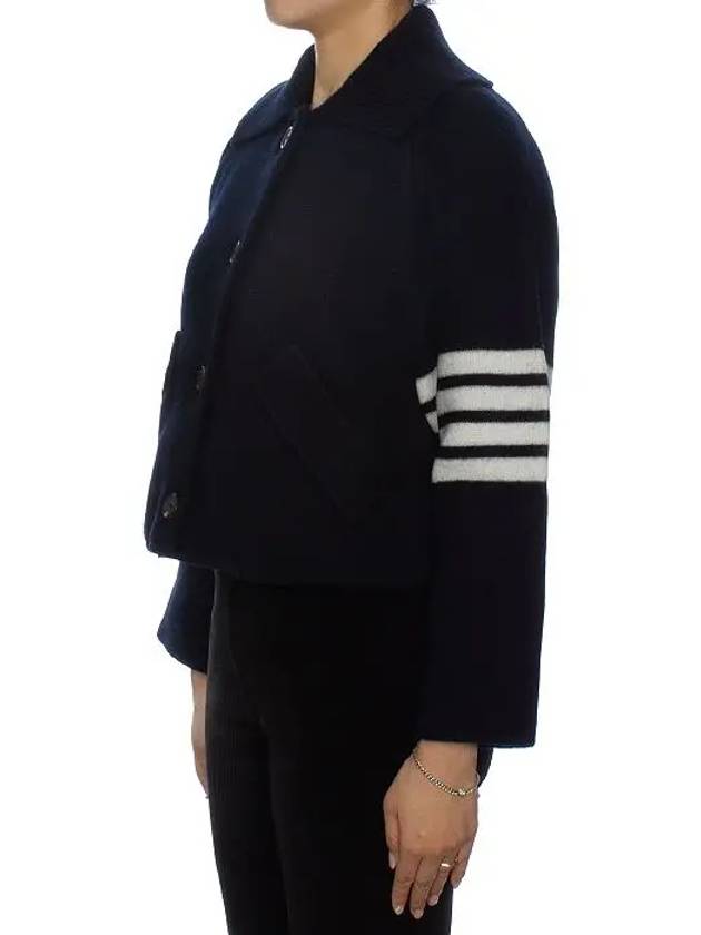 Milano 4-bar Crop Boiled Wool Single Coat Navy - THOM BROWNE - BALAAN 4