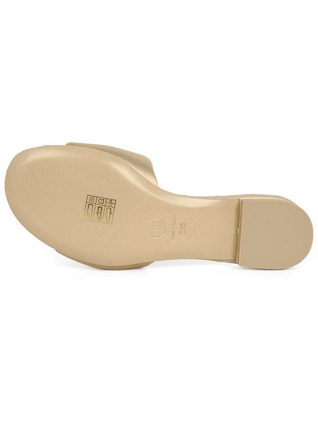 gold CC logo satin slippers beige - CHANEL - BALAAN.