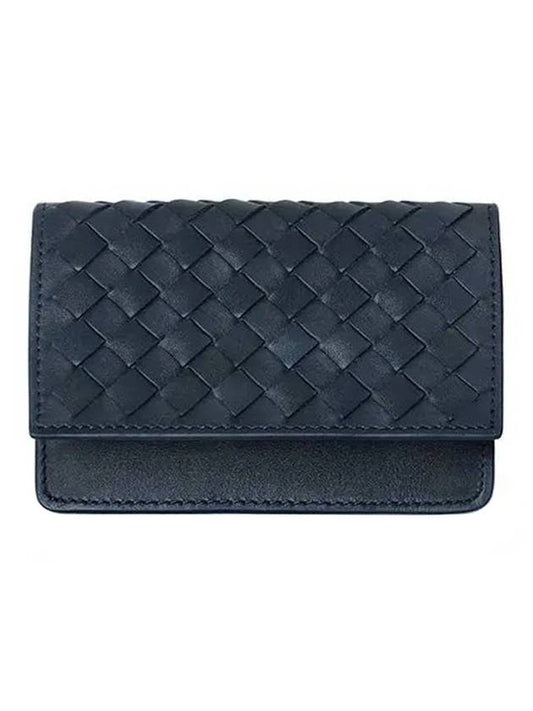 Intrecciato Flap Business Card Wallet Navy - BOTTEGA VENETA - BALAAN 1