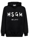 Milano Brushed Logo Hoodie Black - MSGM - BALAAN 2