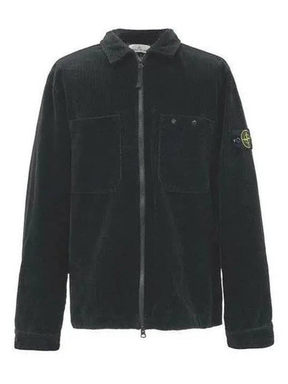 Organic Cotton Corduroy Zip-Up Jacket Black - STONE ISLAND - BALAAN 2