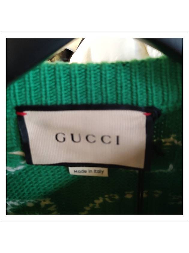 Logo Intarsia Knit Top Green - GUCCI - BALAAN 4