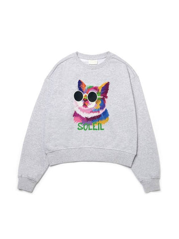 Brushed Options Fancy Light Cat Sweat Shirts MELANGE GRAY - LE SOLEIL MATINEE - BALAAN 1