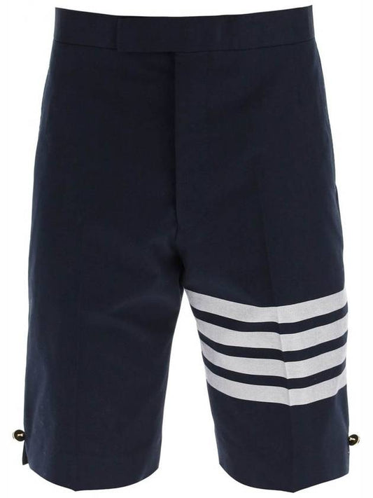 diagonal classic back strap shorts navy - THOM BROWNE - BALAAN.