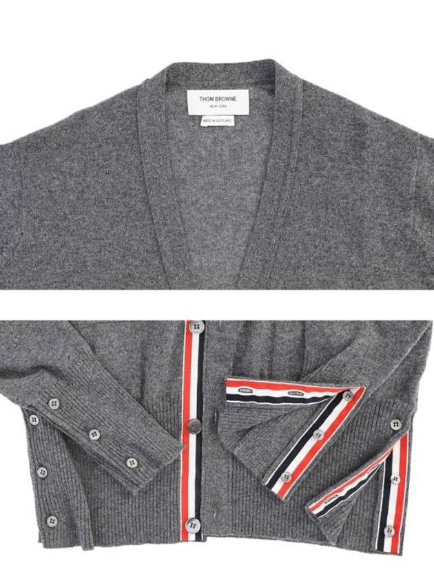 Men's Diagonal Classic Cashmere Cardigan Mid Grey - THOM BROWNE - BALAAN 6