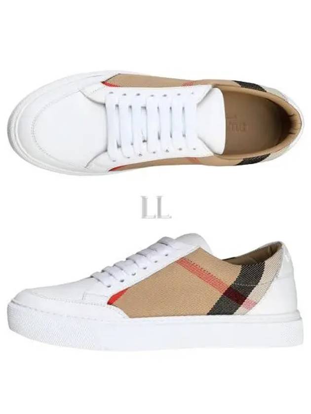 House Check Leather Sneakers Optic White - BURBERRY - BALAAN 2