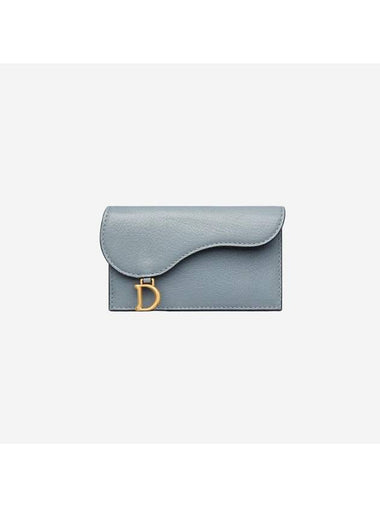 Saddle Cosmos Compact Zipper Goatskin Flap Card Wallet Cloud Blue - DIOR - BALAAN 1