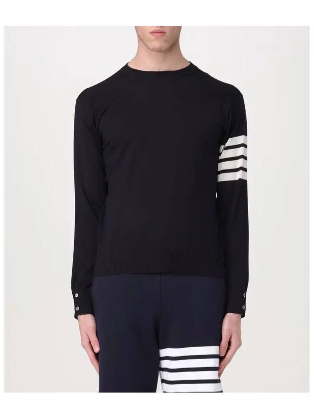 4 Bar Armband Classic Merino Wool Knit Top Navy - THOM BROWNE - BALAAN 5