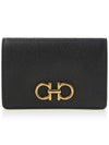 Gancini Leather Card Wallet Black - SALVATORE FERRAGAMO - BALAAN 2