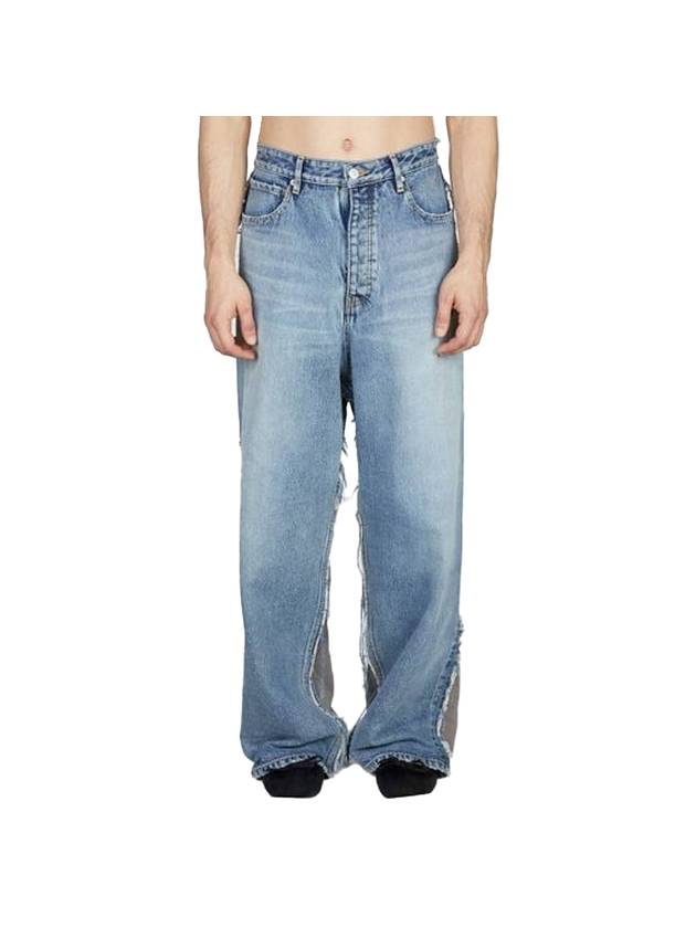 Contrasting Fabric Hybrid BaGGy Jeans Light Blue - BALENCIAGA - BALAAN 1