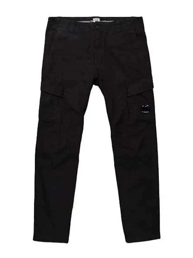 Lens Patch Stretch Satin Cargo Straight Pants Black - CP COMPANY - BALAAN 2