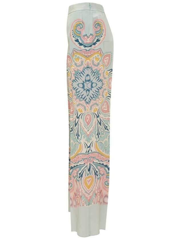 Women's Printed Silk Perlacho Straight Pants Light Blue - ETRO - BALAAN 4