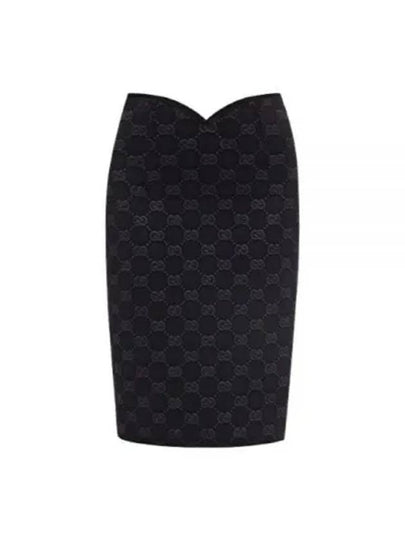 Women's GG Crepe Viscose Pencil Skirt Black - GUCCI - BALAAN 2