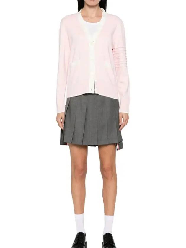 Milano Stitch V Neck Cardigan Pink - THOM BROWNE - BALAAN 3