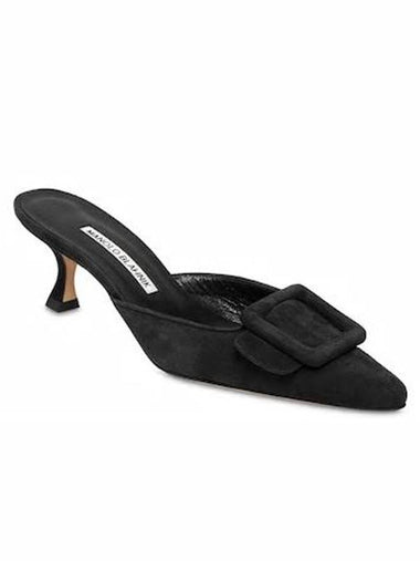 50MM Maysall Suede Mules Black - MANOLO BLAHNIK - BALAAN 1