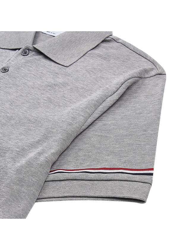 Lightweight Cotton Short Sleeve Polo Shirt Grey - THOM BROWNE - BALAAN 4