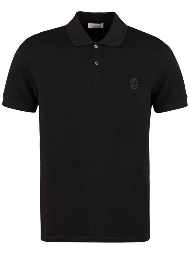 Skull Motif Short Sleeve Polo Shirt Black - ALEXANDER MCQUEEN - BALAAN 1