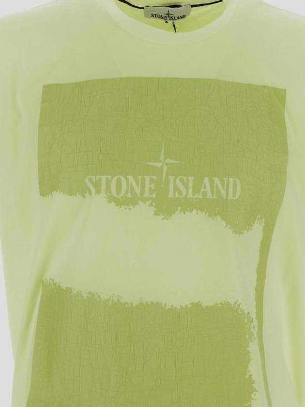 Crew Neck Cotton Short Sleeve T-Shirt Light Yellow - STONE ISLAND - BALAAN 4