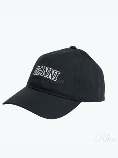 Black logo embroidered cap A4968 - GANNI - BALAAN 1