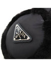 Triangular logo shearling earmuff 9Y1GQD FXF F0990 - PRADA - BALAAN 7