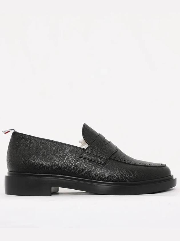 Pebble Grain Rubber Sole Penny Loafer Black - THOM BROWNE - BALAAN 3