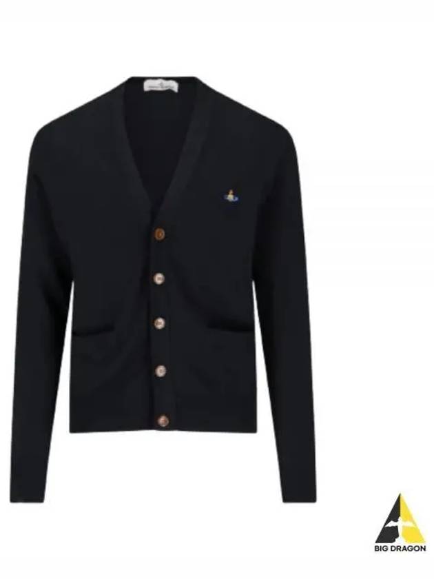 ORB Logo V-Neck Cardigan Black - VIVIENNE WESTWOOD - BALAAN 2