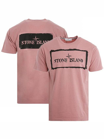 21SS 74152NS80 V0086 Stencil One Printing Round Short Sleeve T-Shirt Rose Quartz Men’s T-Shirt TJ - STONE ISLAND - BALAAN 1