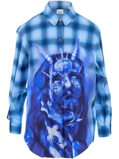 Jesus Printing Check Shirt Blue - BURBERRY - BALAAN 2