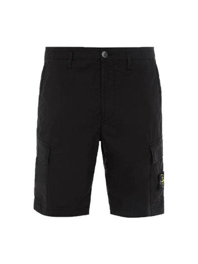 Men's Waffen Logo Cargo Bermuda Shorts Black - STONE ISLAND - BALAAN 2