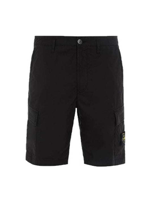 Men's Bermuda Logo Patch Shorts Black - STONE ISLAND - BALAAN 2