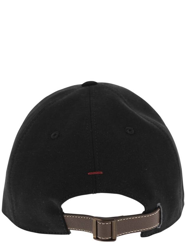 Embroidered Logo Cotton Ball Cap Black - BRUNELLO CUCINELLI - BALAAN 4