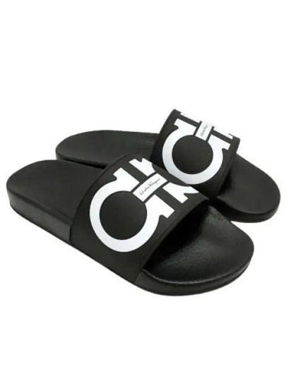 Gancini Printing Band Rubber Slippers Black - SALVATORE FERRAGAMO - BALAAN 2