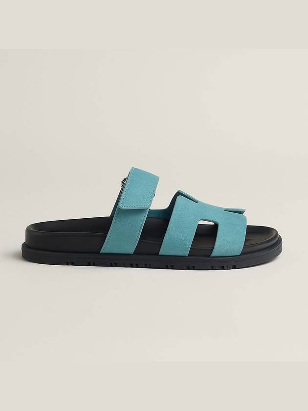 Chypre Suede Goatskin Sandals Blue Mineral - HERMES - BALAAN 3