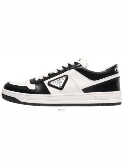 Downtown Perforated Leather Low Top Sneakers White Black - PRADA - BALAAN 2