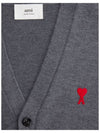 Heart Logo Merino Wool Cardigan Heather Grey - AMI - BALAAN 6