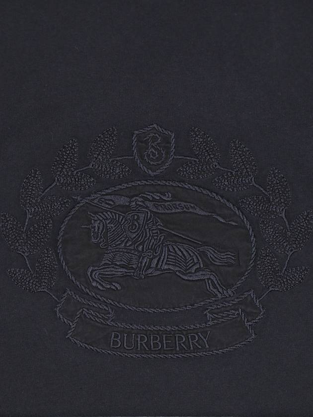 Embroidered Logo Cotton Short Sleeve T-Shirt Black - BURBERRY - BALAAN 4