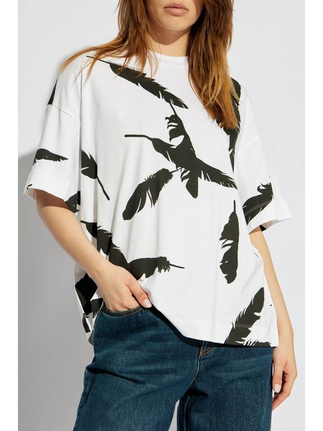 Feather Print Oversized Short Sleeve T-Shirt White - ALEXANDER MCQUEEN - BALAAN 2