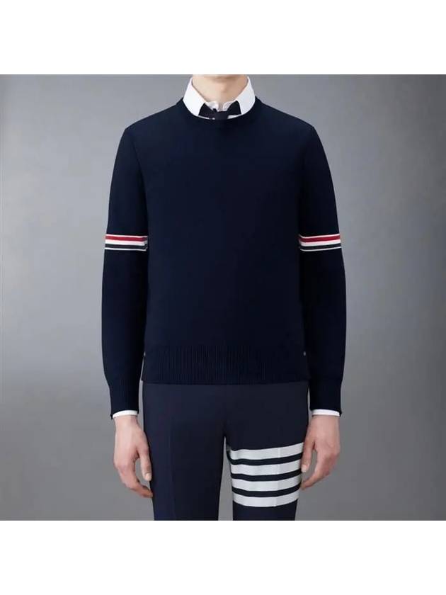 Men's Milan Stitch Armband Crew Neck Knit Top Navy - THOM BROWNE - BALAAN 2