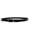 Logo Leather Belt Black - SAINT LAURENT - BALAAN 2