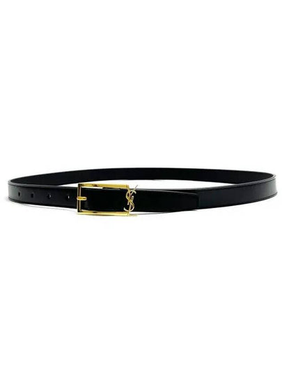 Logo Leather Belt Black - SAINT LAURENT - BALAAN 2