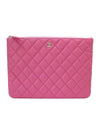 Classic gold logo medium caviar clutch bag pink - CHANEL - BALAAN 1