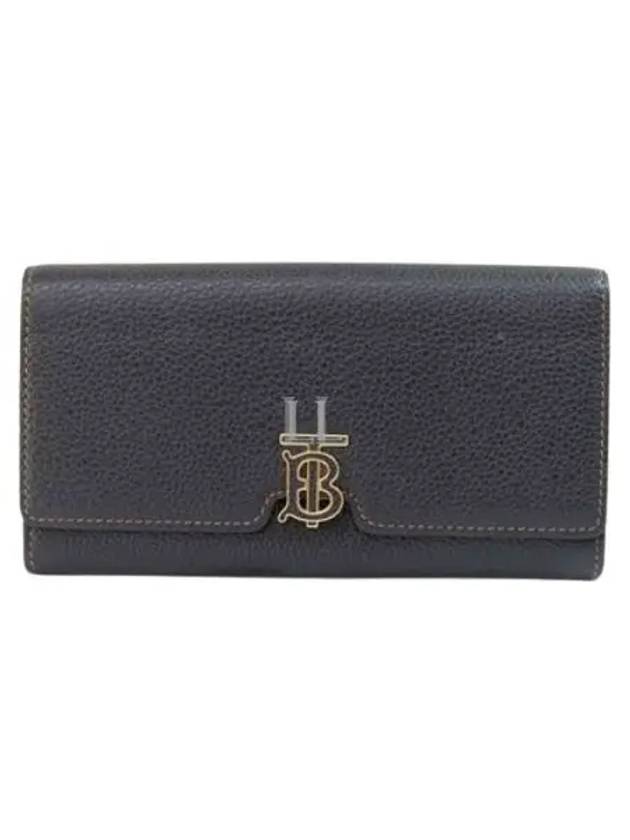 TB Logo Grainy Leather Continental Long Wallet Black - BURBERRY - BALAAN 2