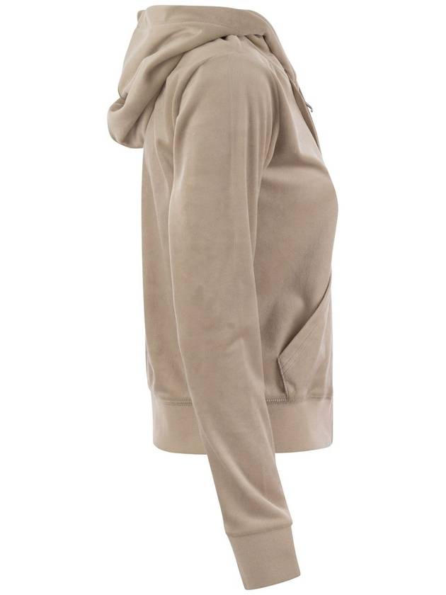 Velvet hooded zip up beige - JUICY COUTURE - BALAAN 4