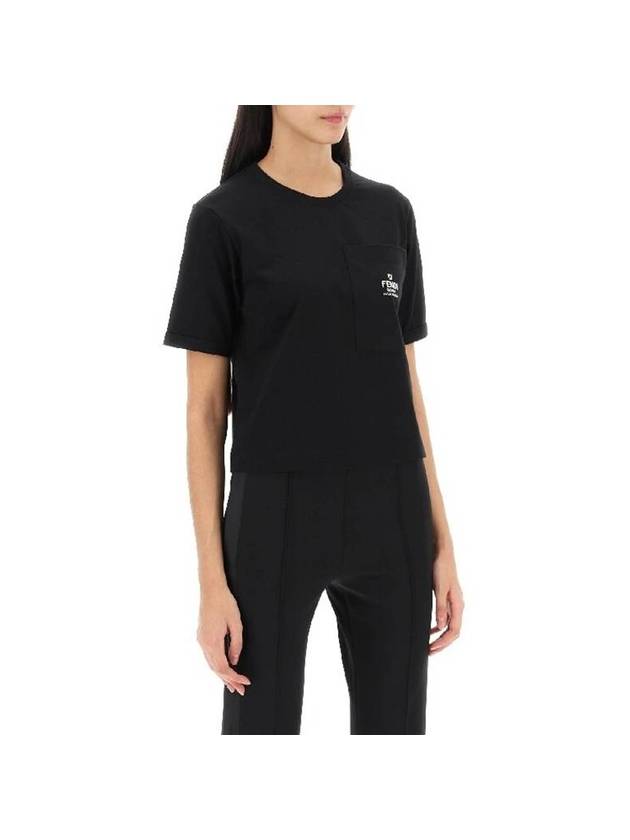 Roma Pocket Short Sleeve T-Shirt Black - FENDI - BALAAN 1