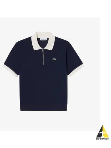 Women s half zip up polo navy - LACOSTE - BALAAN 1