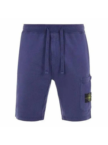 Wappen Patch  Fleece Bermuda Shorts Blue - STONE ISLAND - BALAAN 1