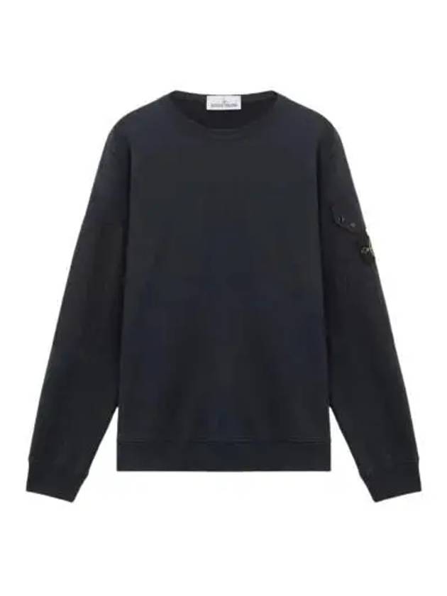 Brushed Organic Cotton Fleece Sweatshirt Navy - STONE ISLAND - BALAAN 3