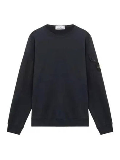 Brushed Organic Cotton Fleece Sweatshirt Navy - STONE ISLAND - BALAAN 2