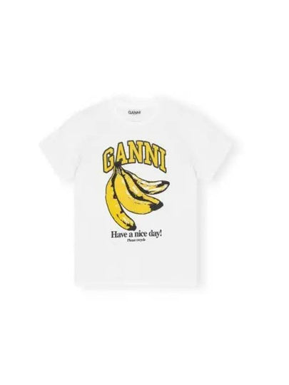 Basic Jersey Banana Relaxed Short Sleeve T-Shirt White - GANNI - BALAAN 2